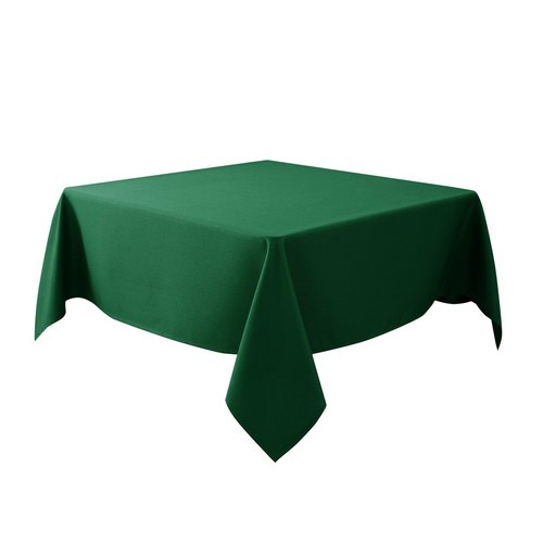 Biscaynebay Textured Fabric Christmas Square Table Cloth 90x90 Inch, Hunter Green Water Resistant Spill Proof Tablecloths for Dining, Kitchen, Wedding and Parties etc. Machine Washable