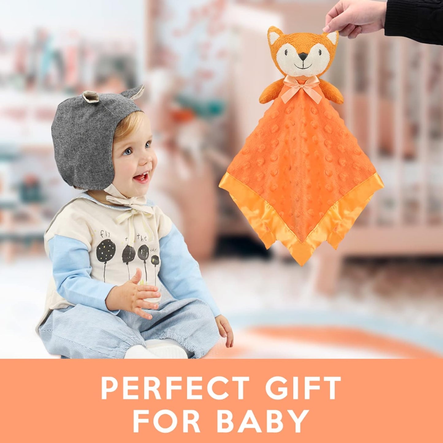 Pro Goleem Fox Security Blanket - Soft Orange Baby Lovey | Unisex Snuggle Toy for Newborns & Toddlers (16 Inch)