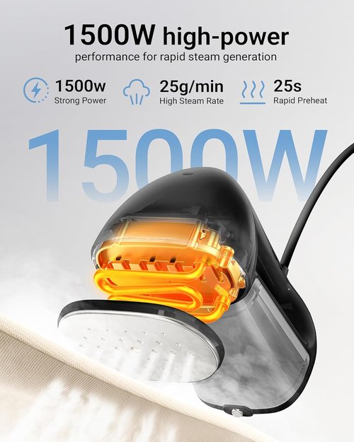 Bear Steamer Handheld Garment Steamer - 1500W Fast Heat-Up, 240ml Tank, Portable for Home & Travel