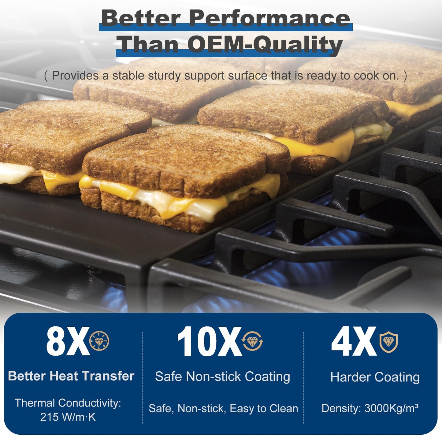 UPGRADED WB31X24738 Griddle Replacement for GE Appliance Gas Stove, Range WB31X49806 Aluminum Non-stick Pan, Stove Top for GE Center Part, Polished Smooth Surface, Food-grade Nonstick Coating