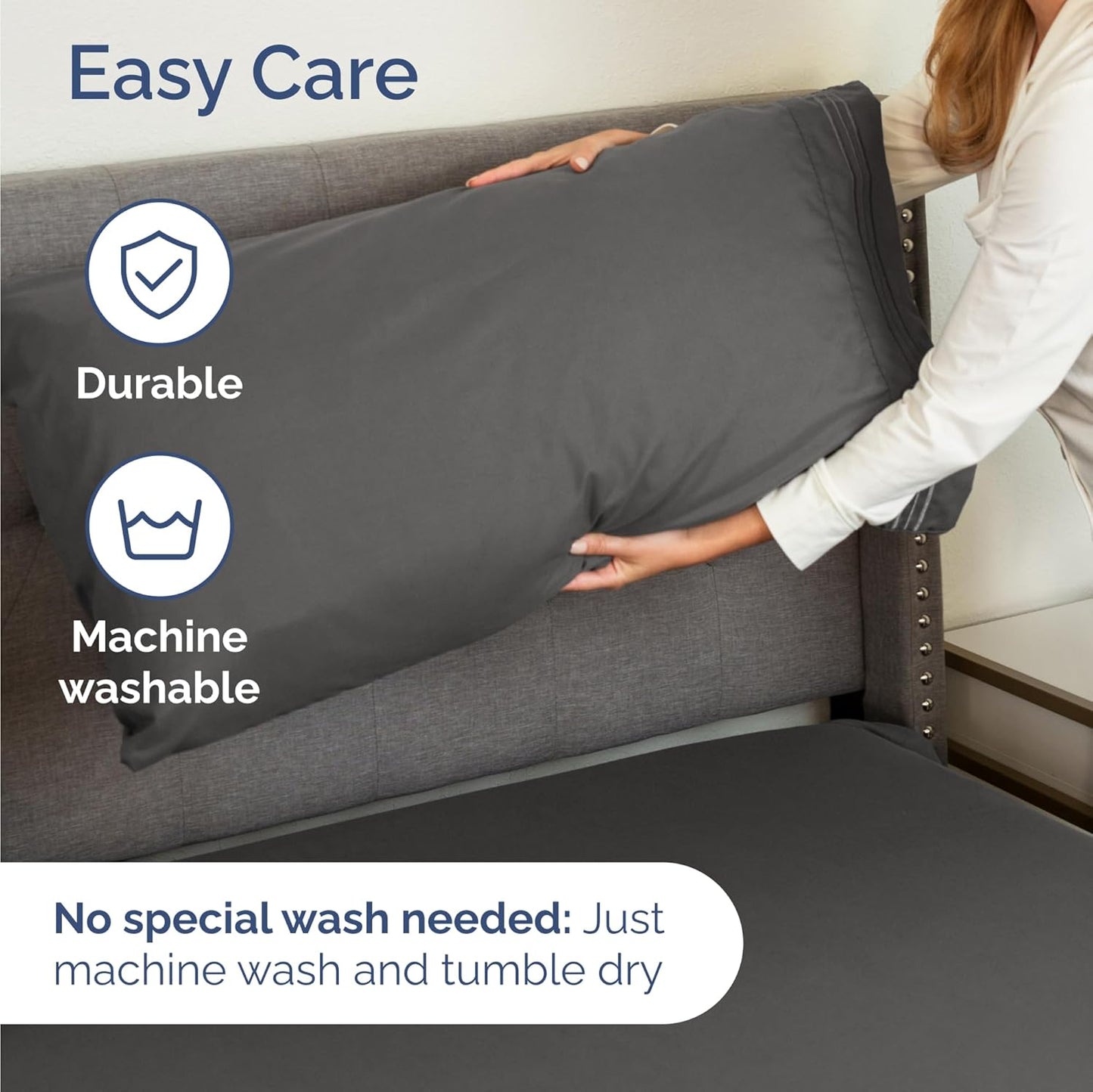 Regine Switzerland Twin Size 3-Piece Sheet Set - Comfy Cooling Bed Sheets - Ultra-Soft, Deep Pockets - Charcoal