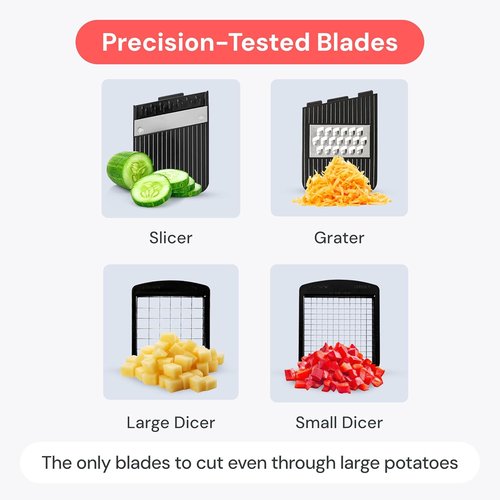 Fullstar Mandoline Slicer - 4-in-1 Vegetable Chopper & Cutter with Container | Black/White Kitchen Essential