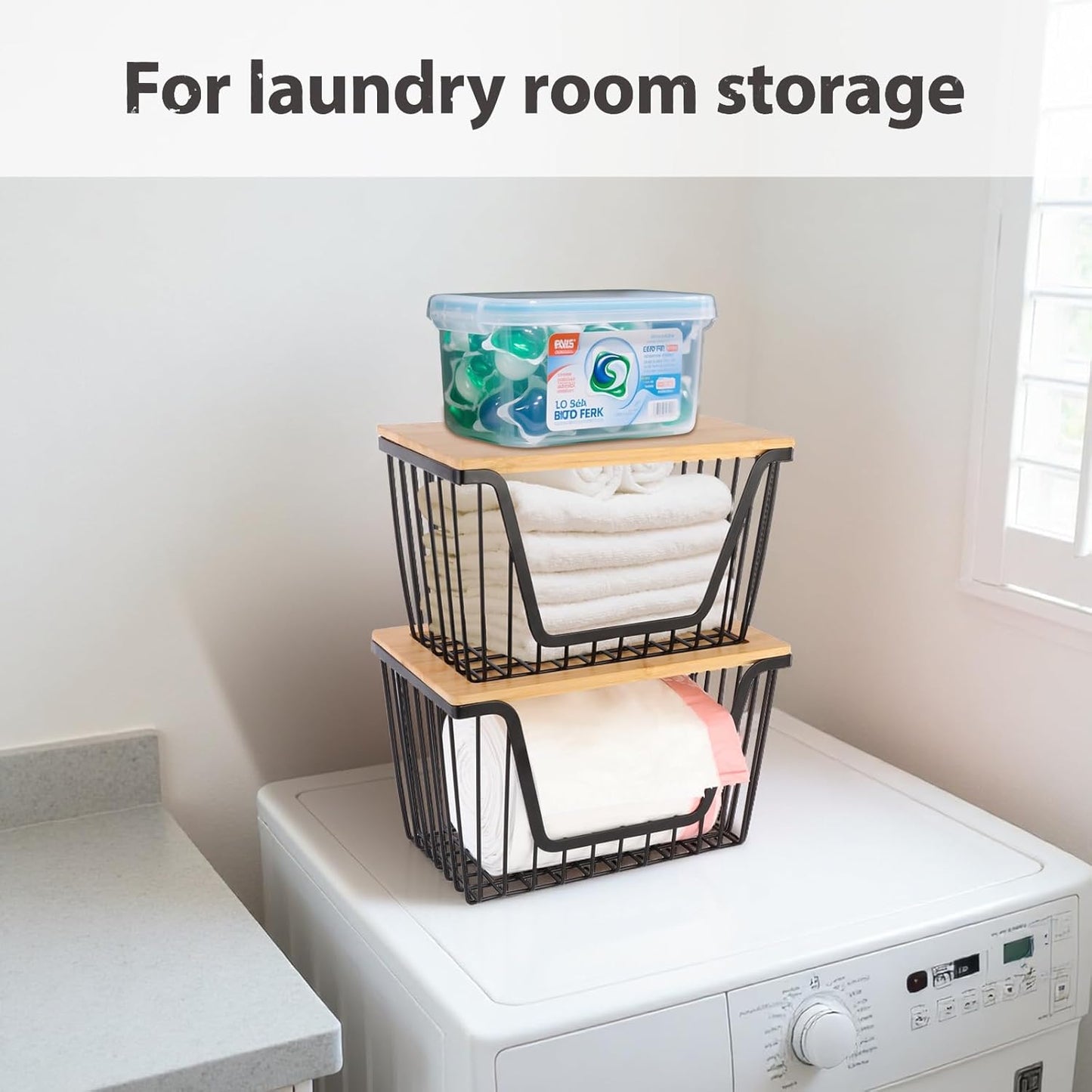 Stackable Storage Bins by [Brand Name] - Large Wire Organizers for Onions, Potatoes, Fruits & Vegetables