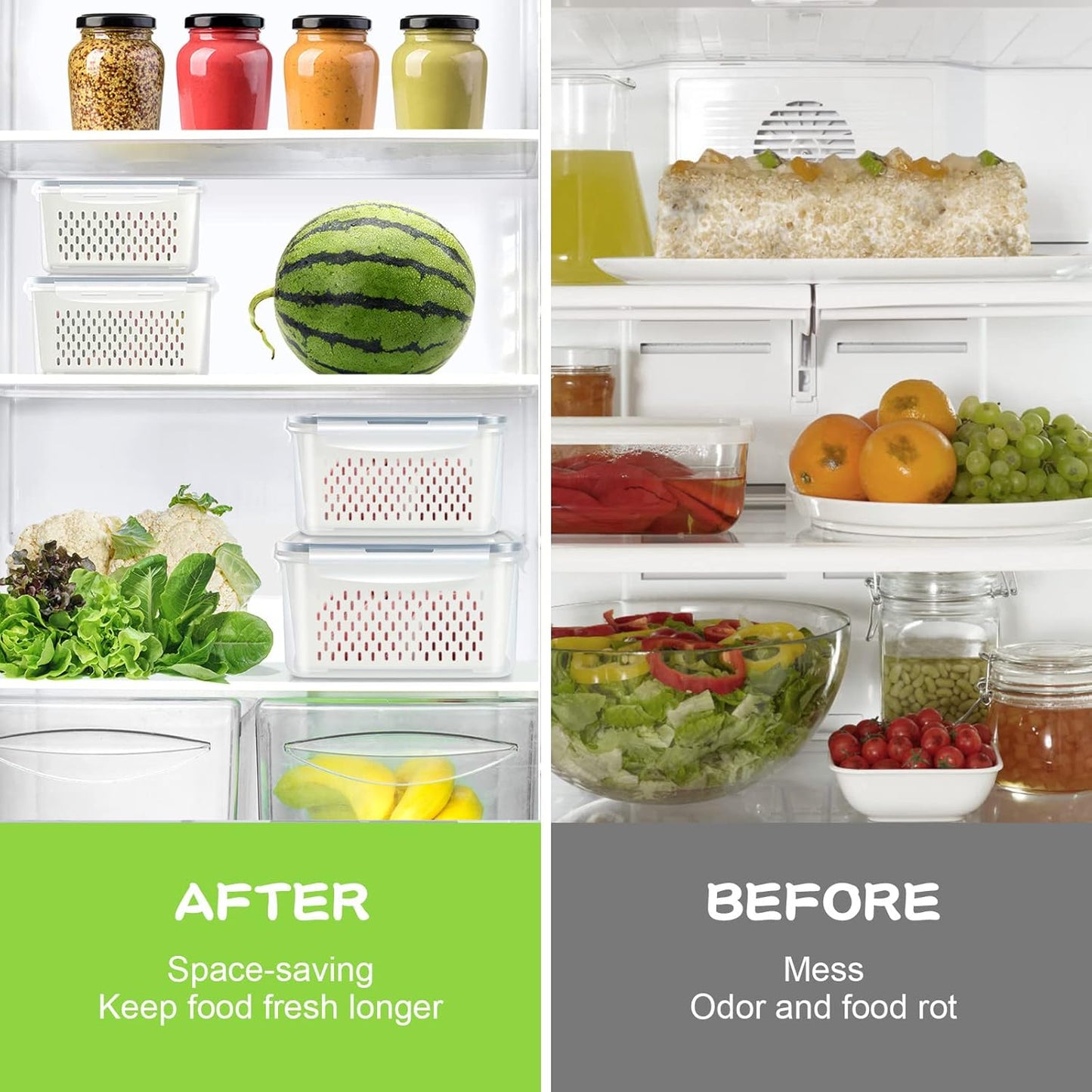 TBMax Fruit Storage Containers - 12-Piece Set with Airtight Lids & Colander for Fresh Produce | Large Size