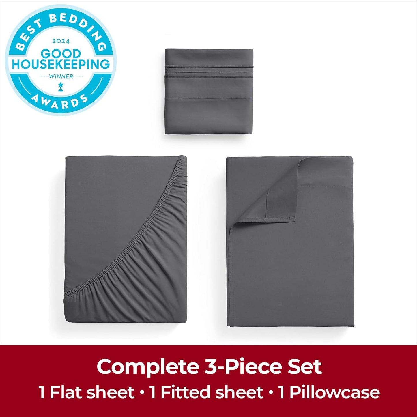 Mellanni Extra Deep Twin XL Sheets - Hotel Luxury Bedding Set | Ultra Soft, Cooling & Stain Resistant (Gray)