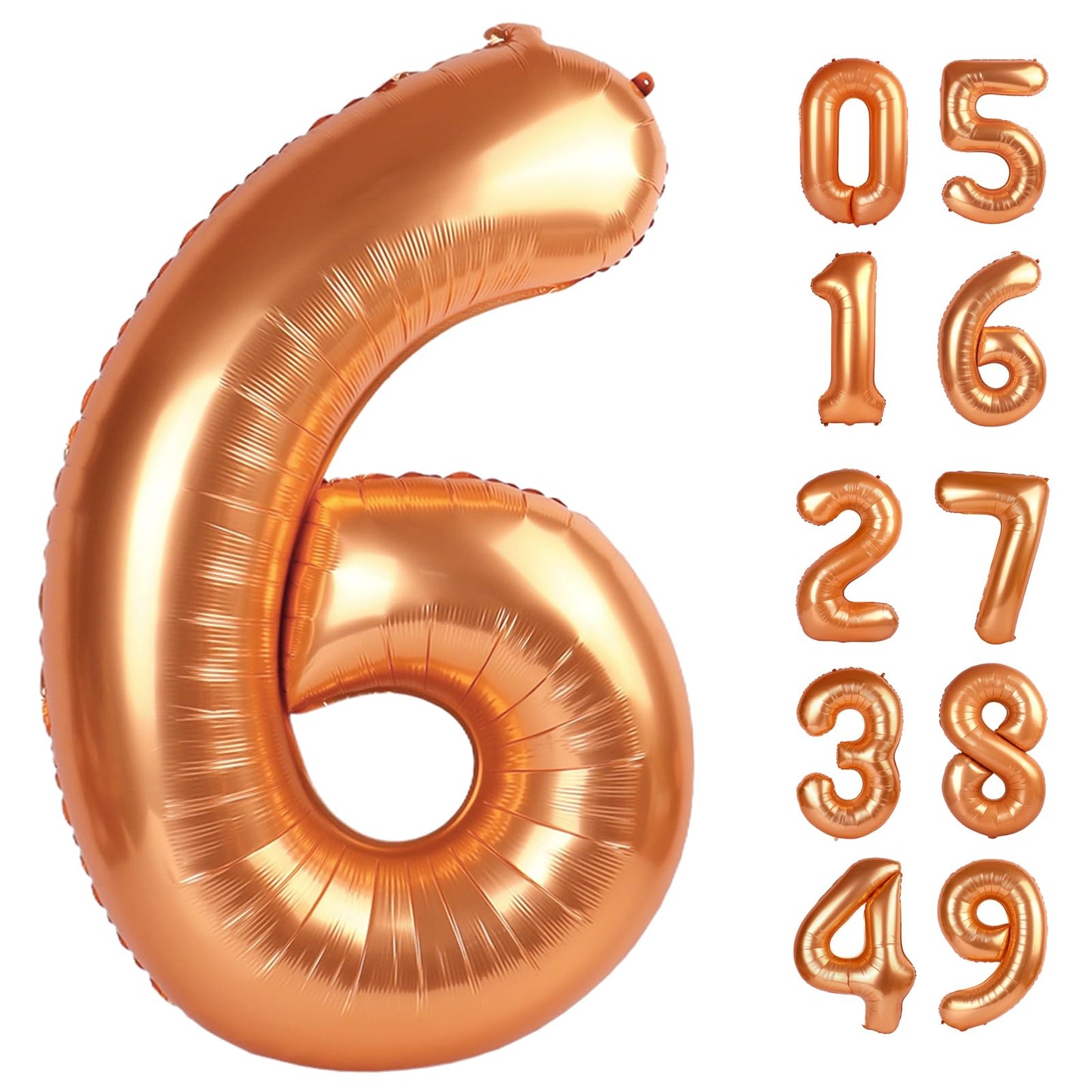 Orange 6 Balloon, Number Balloons 40 Inch, Orange Party Supplies 6th Balloons for Birthday, 6 Birthday Balloon, Number 6