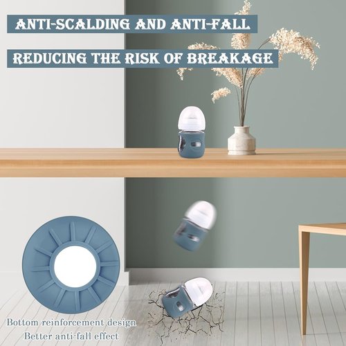 Avent | 3-Pack Silicone Sleeves for Natural Glass Baby Bottles - Anti-Breakage Protection (Grey, Dark Blue, Apricot)