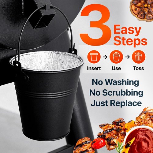 Grease Bucket for Traeger Pellet Grill - Includes 20 Grease Bucket Liners | Replacement Drip Bucket for Pro Series 575/780