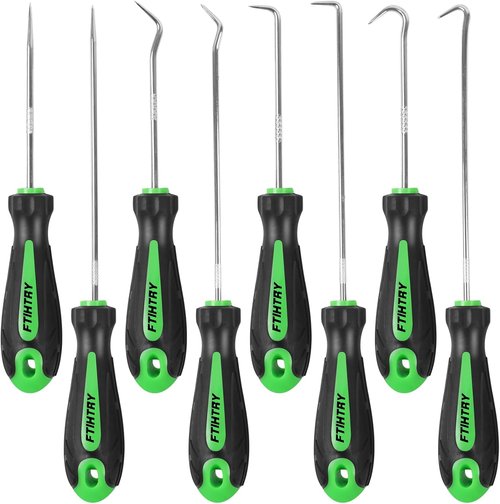 FTIHTRY 8-Piece Precision Automotive Pick and Hook Set - Mini Oil Seal & O-Ring Remover (Green)