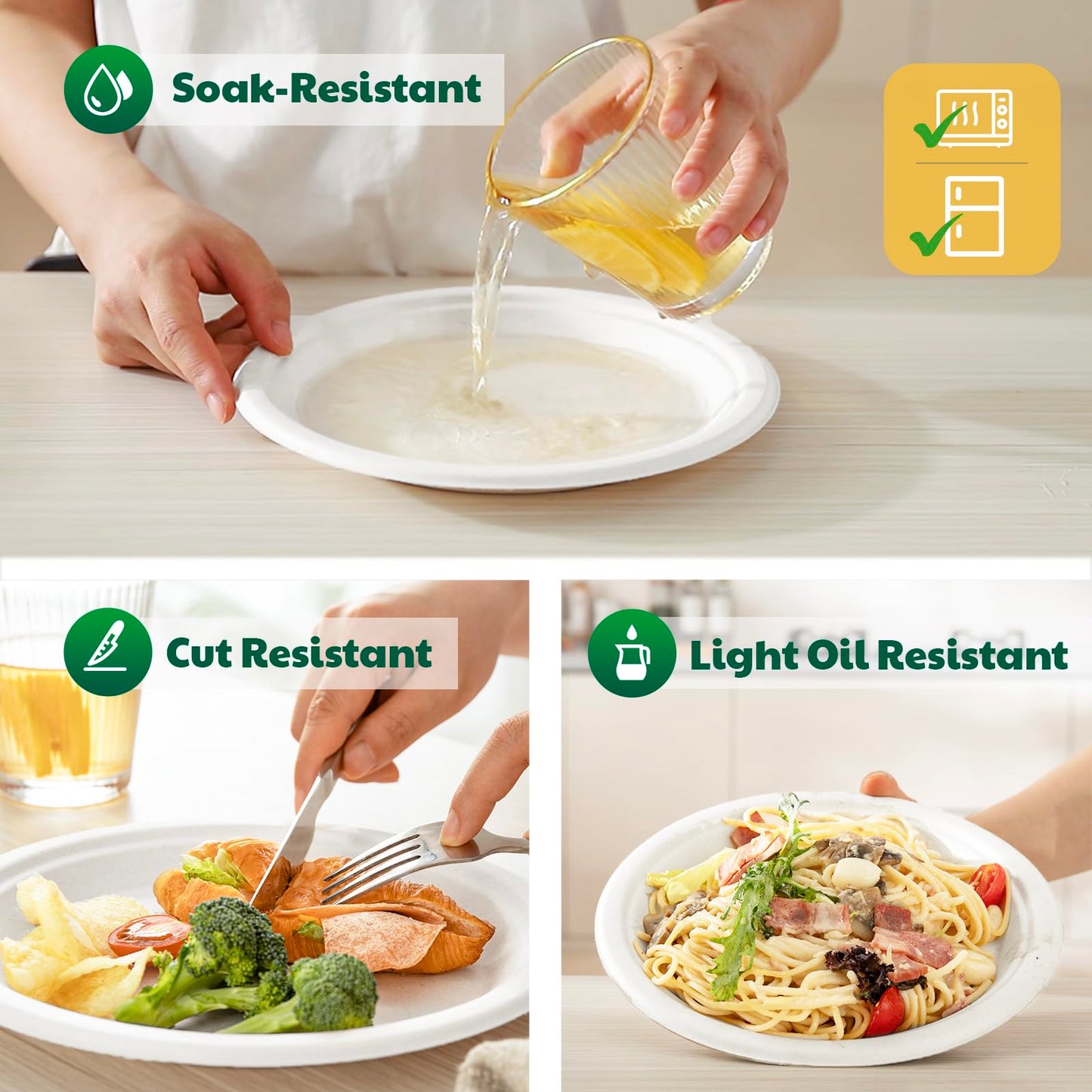 Joyborn 100% Compostable Paper Plates, 6 Inch, 125 Count, Heavy Duty Disposable Plates by Biodegradable Bagasse, Dessert Plates Bulk for Party | Microwave-Safe | Soak-Resistant, Cut Resistant