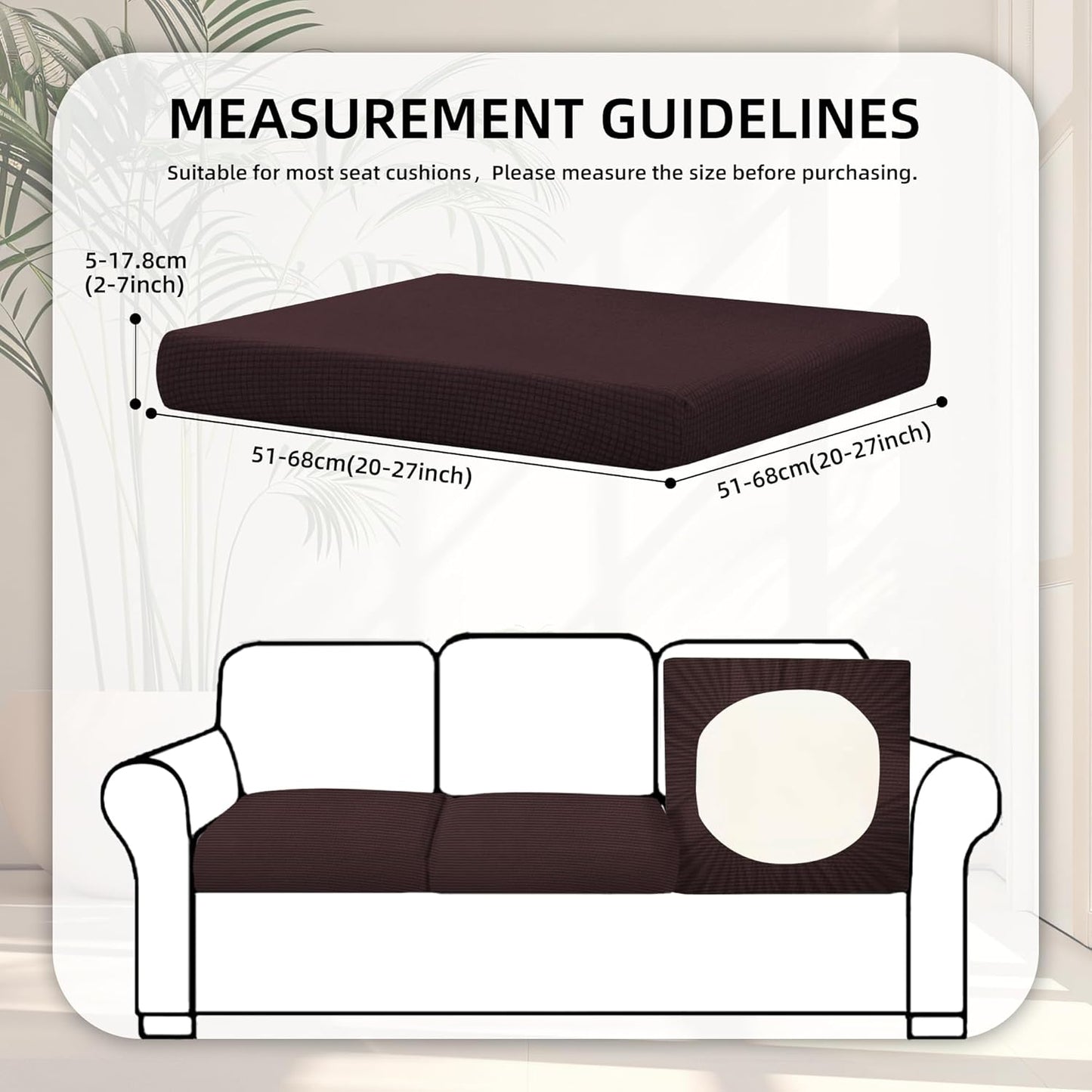 Skiennix 8-Piece Stretch Patio Cushion Covers - Washable Outdoor Sofa Slipcovers in Coffee