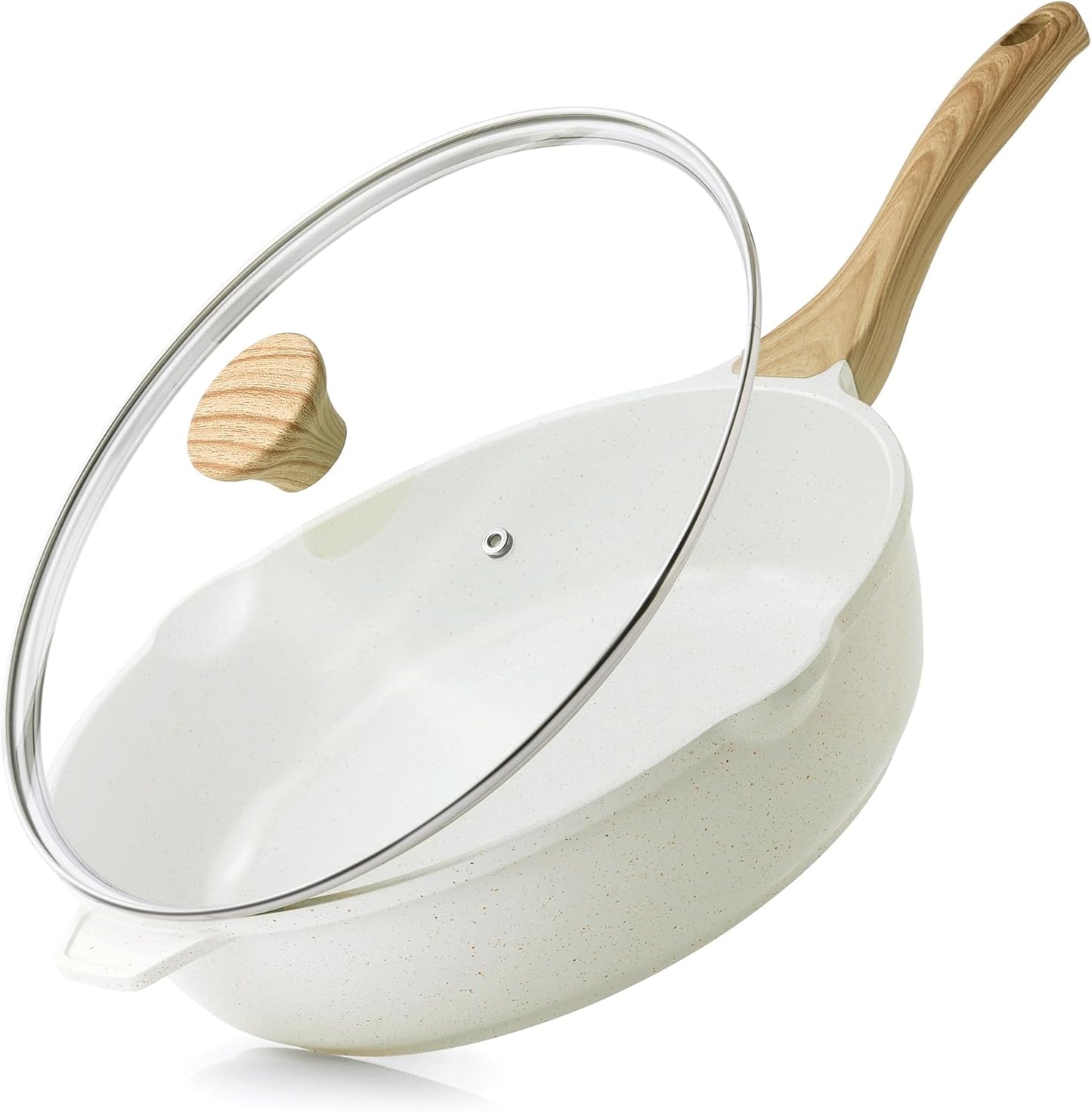 SENSARTE 12-Inch Nonstick Ceramic Saute Pan - Healthy PFAS-Free Skillet with Lid & Stay Cool Handle