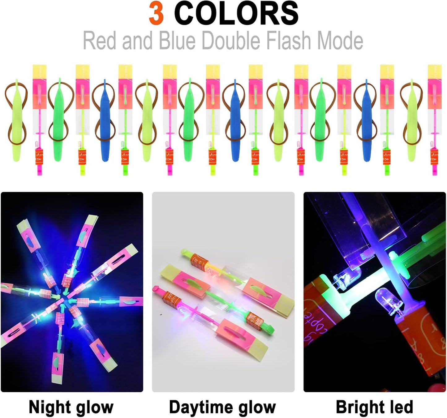 **LPVOQPTH LED Flying Toy Set - 25 Slingshot Glow Helicopters for Outdoor Fun | Ideal Party Favors for Kids 4-12**