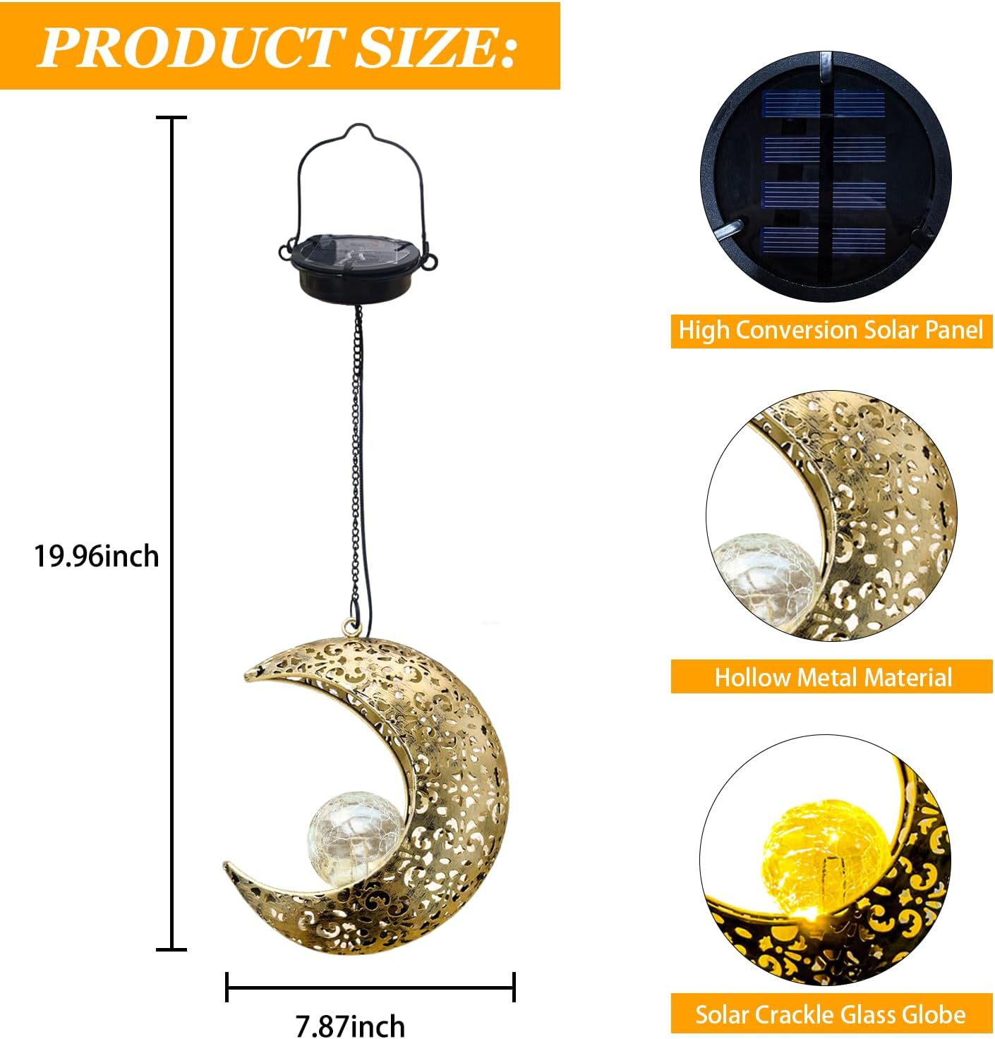 Skiennix Solar Garden Hanging Moon Lights - Unique Metal Lanterns for Outdoor Decor | Perfect Housewarming Gift for Women