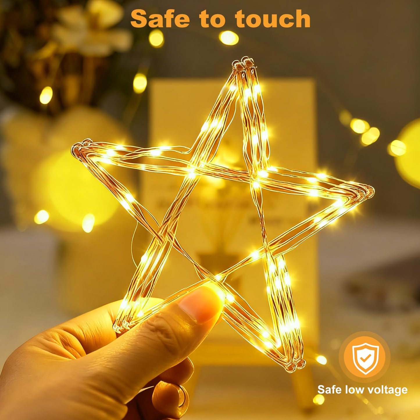32FT(16 * 2) Fairy Lights Battery Operated, Rechargeable String Lights with Timer, Mini Waterproof LED Twinkle Lights for Bedroom, Christmas Decorations, Wedding Party Decor, Warm White