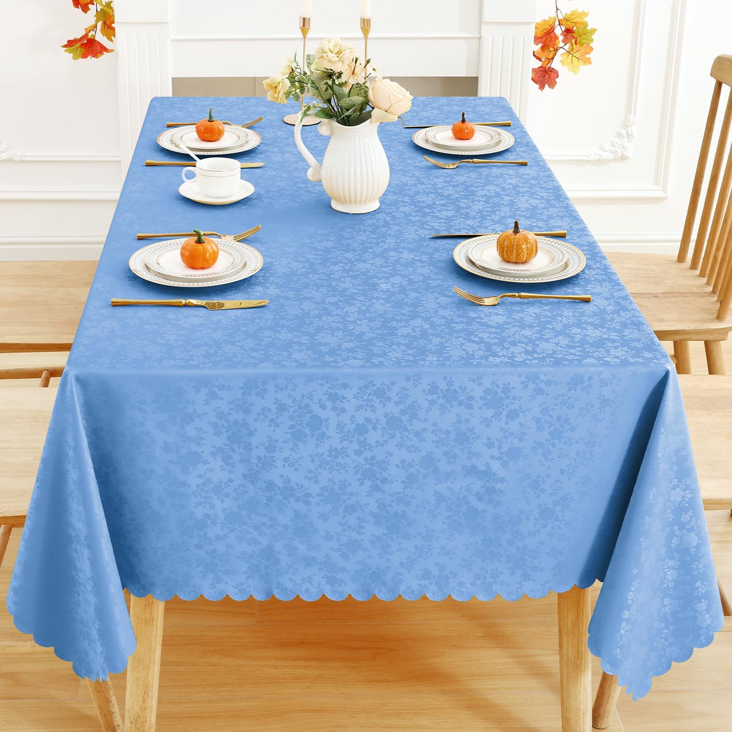 Smiry Rectangle Table Cloth, Waterproof Heavy Duty Vinyl Tablecloths, Wipeable Washable Table Cover for Kitchen and Dining Room (Christmas Green, 52" X 70")