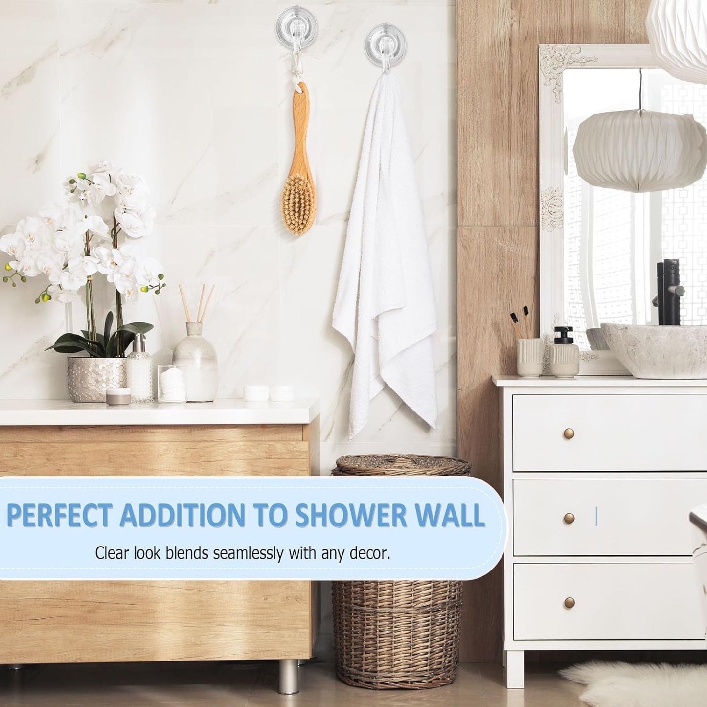 VIS'V Suction Cup Hooks - Heavy Duty, Removable & Reusable Shower Hooks | Clear, 4 Pack