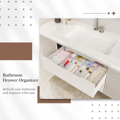 Criusia Clear Drawer Organizer Set - 7 Versatile Plastic Trays for Kitchen & Bathroom Storage