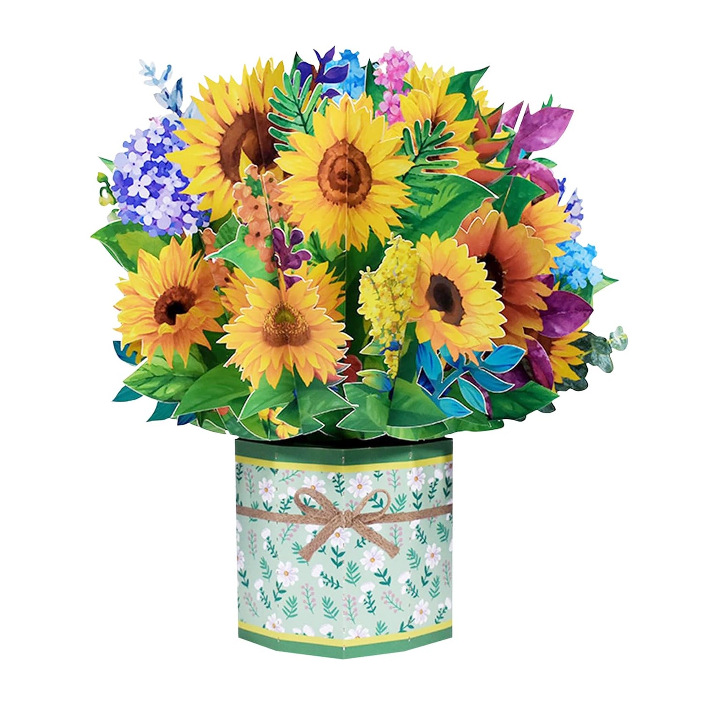 ROBBEAR Sunflower Bouquet Pop Up Card, 3D Flower Greeting Card with Envelopes for Any Occasion, Birthday, Mother's Day, Anniversary, Valentines Day, Handmade Gifts, Foldable Flower Cards for Friends