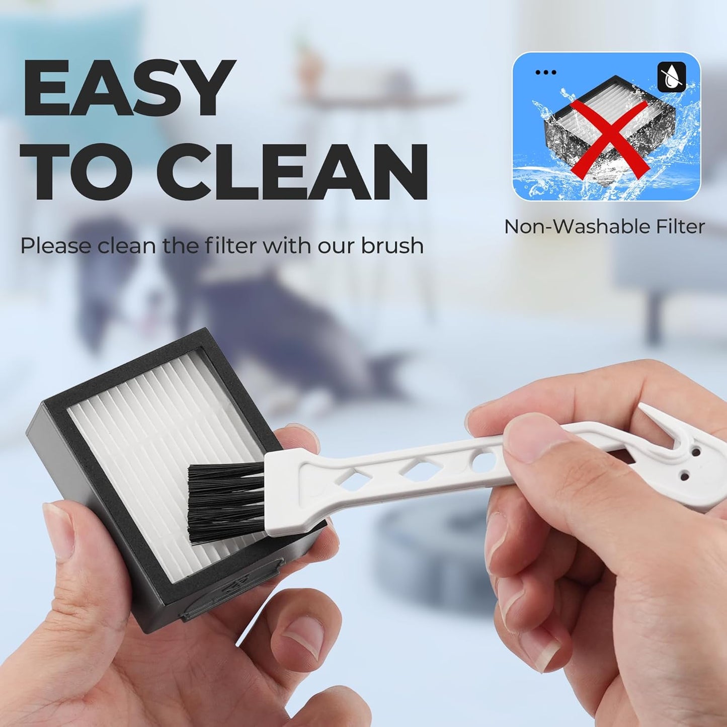 Roomba Filter Replacement - High Efficiency 6-Pack for E, I & J Series | Includes Cleaning Brush