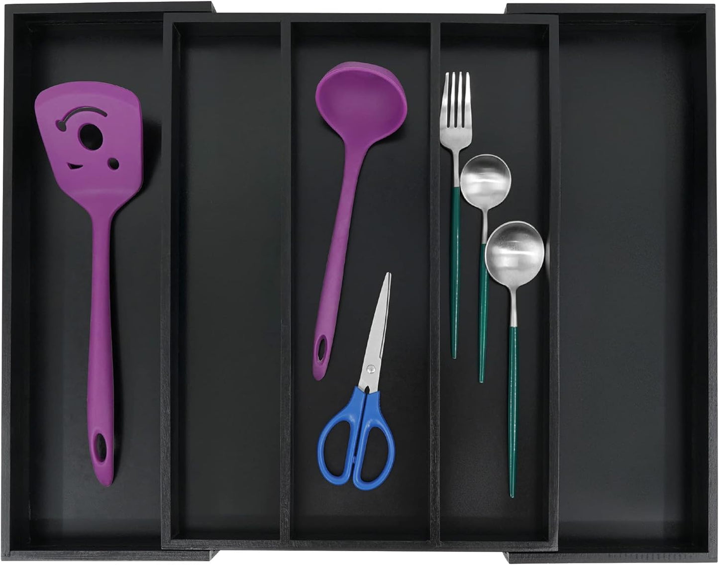Utoplike Bamboo Drawer Organizer - Adjustable Silverware Holder & Cutlery Tray | Expandable Divider for Kitchen & Home