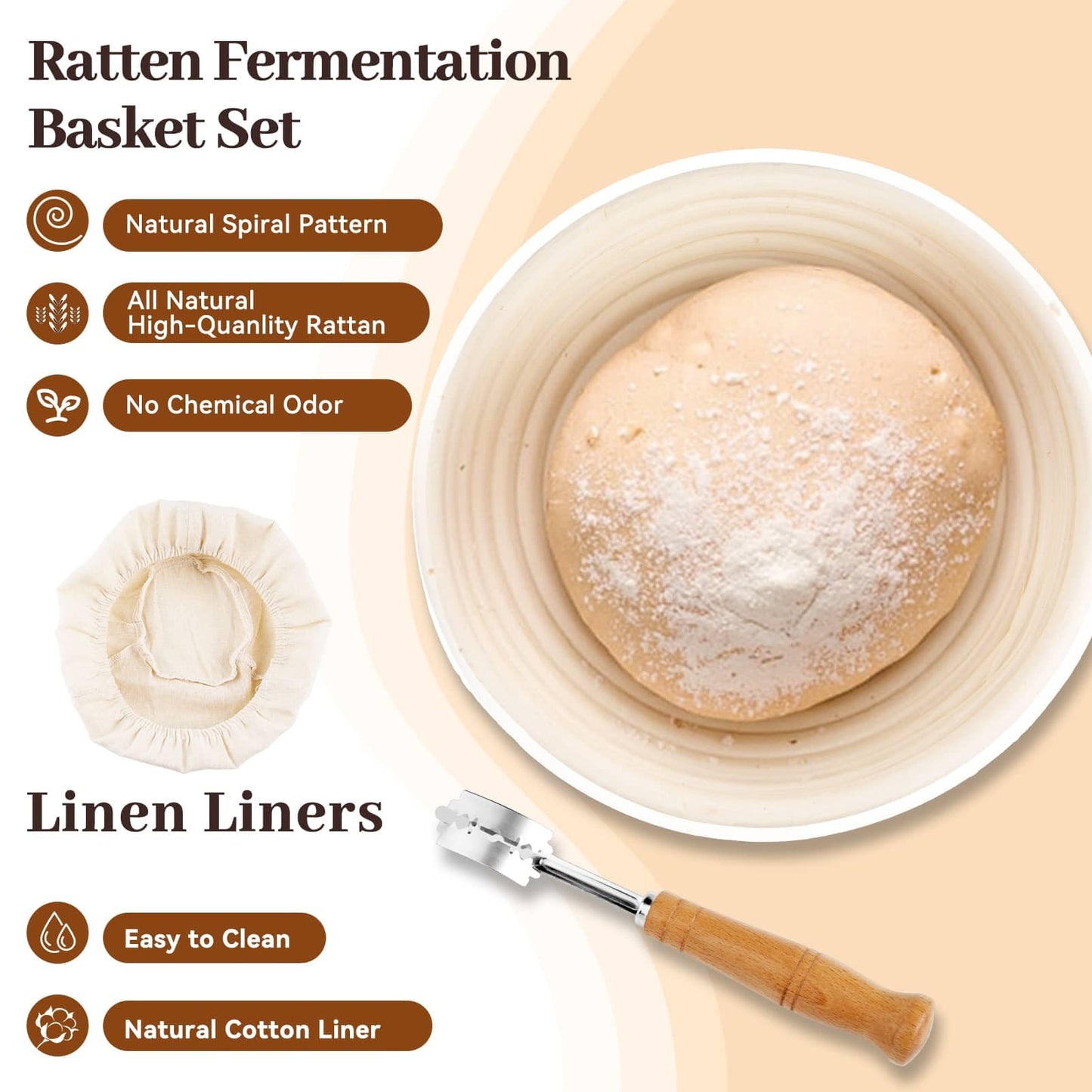 Sourdough Starter Kit,19PCS Banneton Bread Proofing Basket with Glass Sourdough Starter Jar, Sourdough Bread Baking Supplies, 9'' Round Bread Proofing Basket, for Bread Making Baking Fermentation