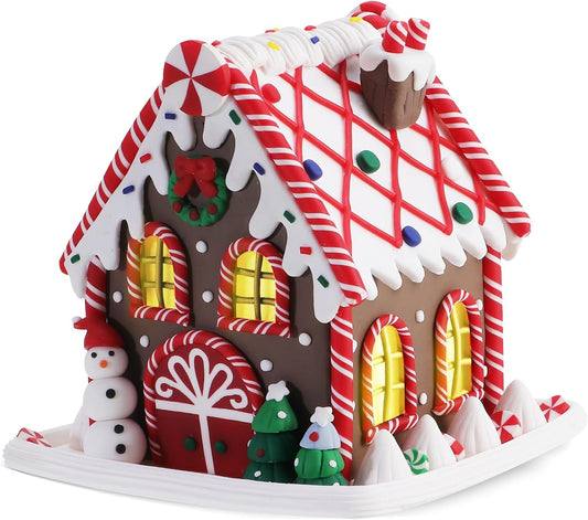 Skiennix Gingerbread House Decorations - 5 Inch Battery Powered LED Cottage Decor | Festive Indoor Ornaments