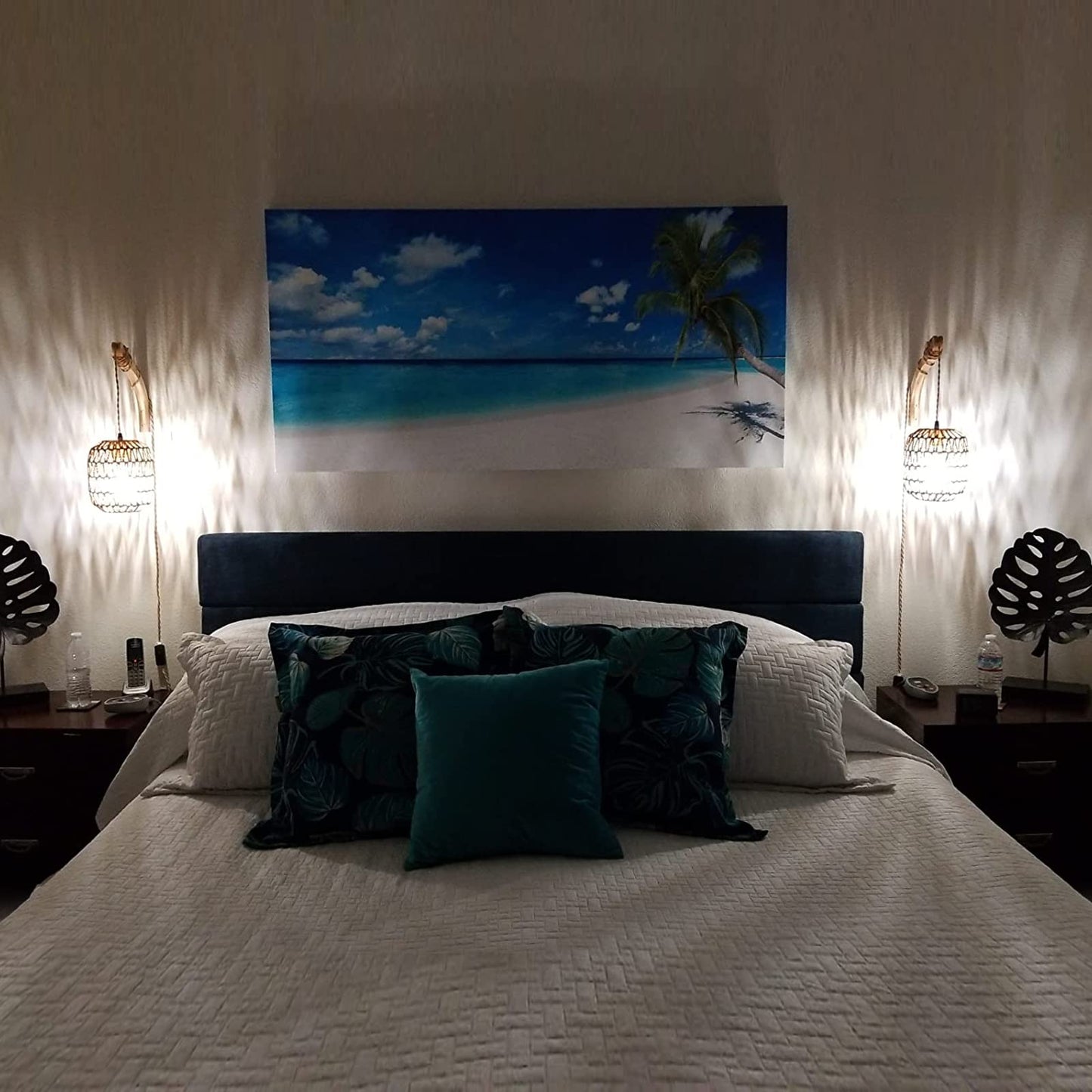 Frideko Plug in Wall Sconces Set of Two Hand Woven Lamp with Cord Rattan Lights Farmhouse Sconce Mounted Light Boho Lighting for Bedroom Living Room