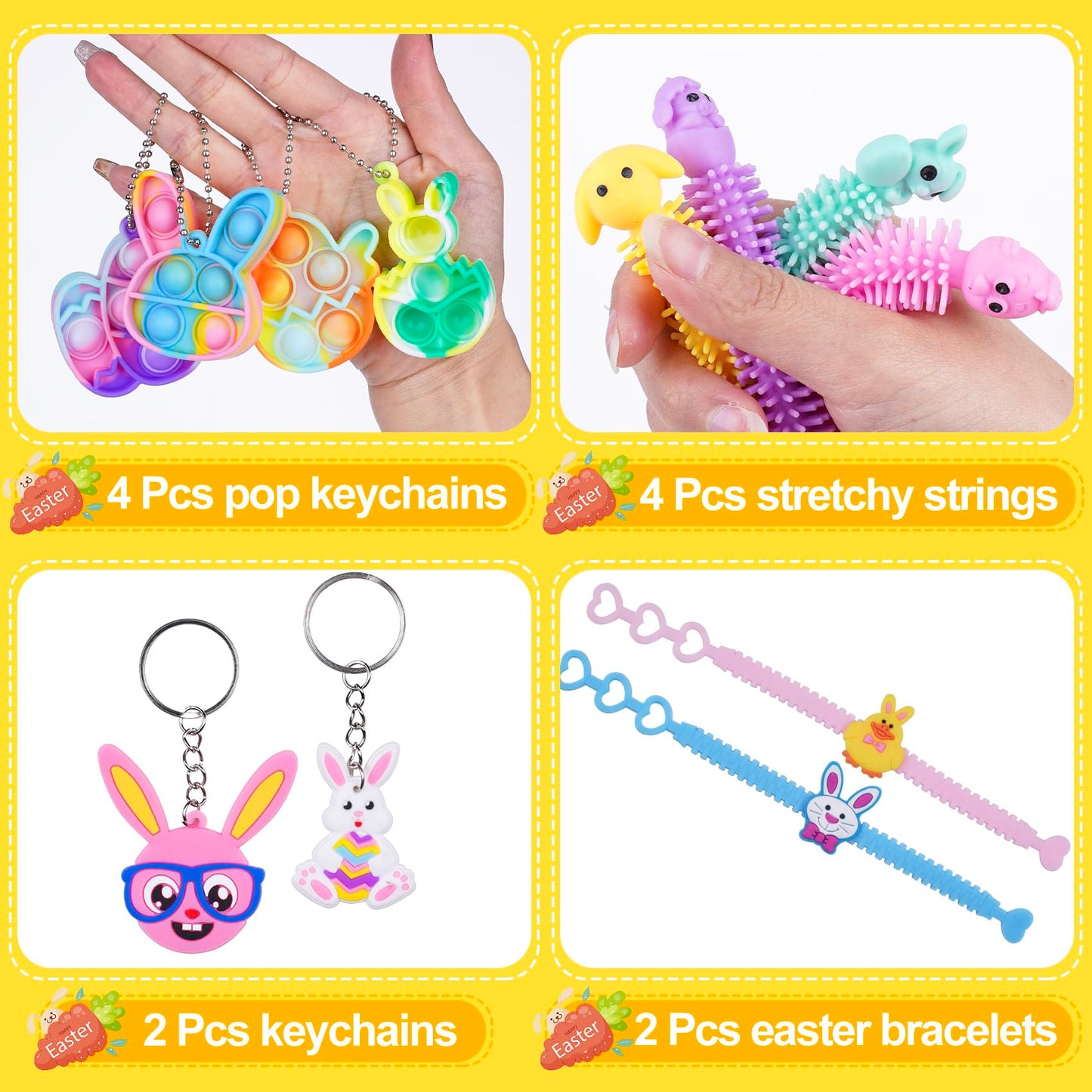 YiYLunneo 200PCS Prefilled Easter Eggs with Toys Inside for Kids, Easter Basket Stuffers Fillers with Fidget Toys 50 Pack for Easter Eggs Hunt Easter Party Favors, Easter Classroom Prize Gifts