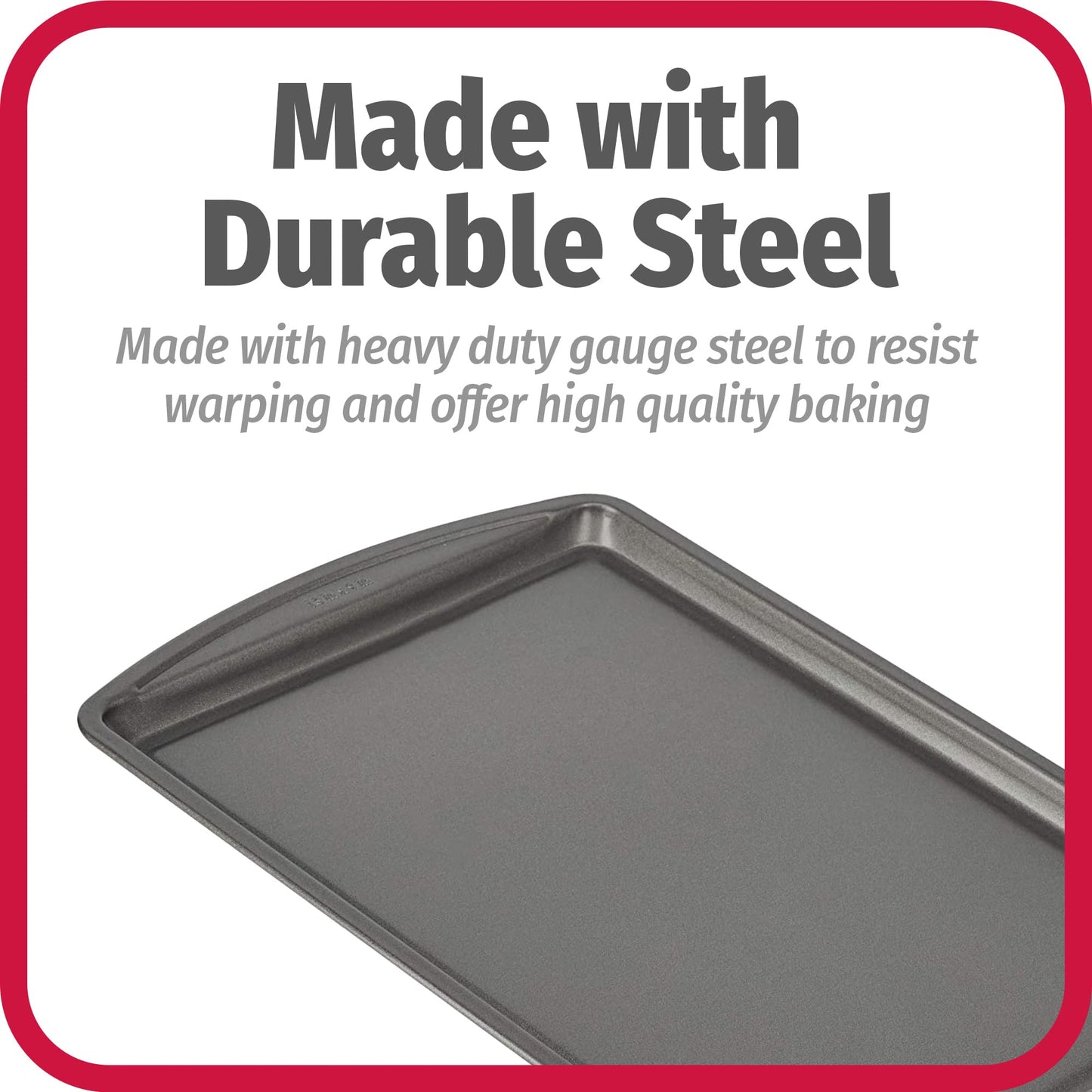 GoodCook Everyday Baking Sheet with Carbon Steel Construction & Scratch-Resistant Metal-Utensil Safe Nonstick , 9 x 13-Inch