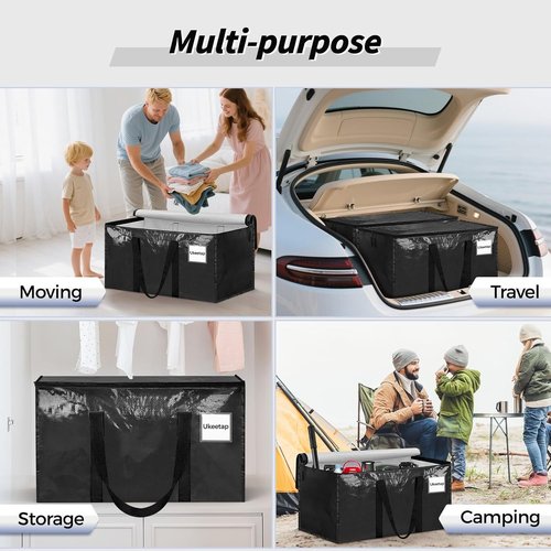 Heavy Duty Moving Bags by [Brand Name] - 8 Pack Extra Large Storage Bins with Lids & Reinforced Handles | Ideal for Clothes, Dorms & College Supplies