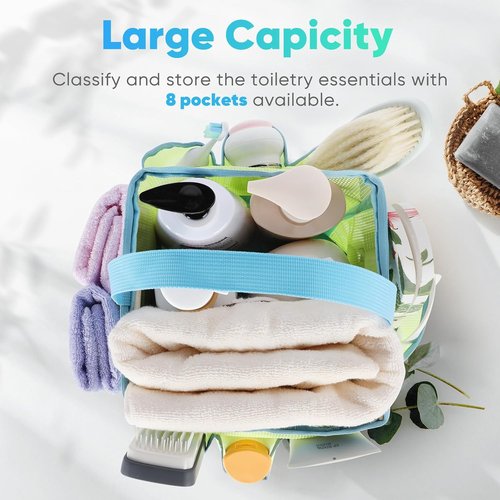 EUDELE Mesh Shower Caddy - Portable 8-Pocket Design for Quick Drying | Ideal for Beach, Gym & Travel