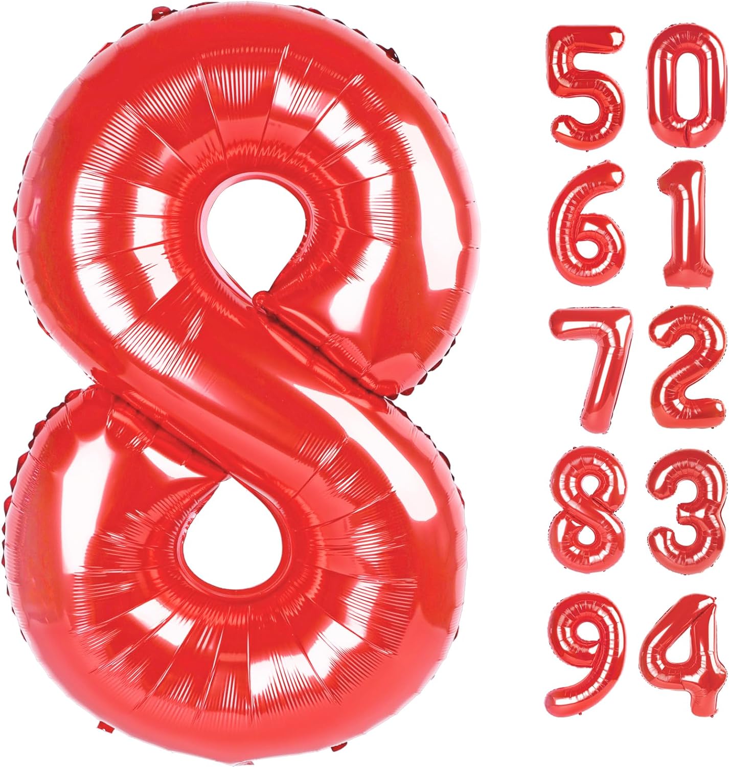 Red 8 Balloon | 40-Inch Number Balloon for Birthday Decorations | Perfect for 8th Party Supplies