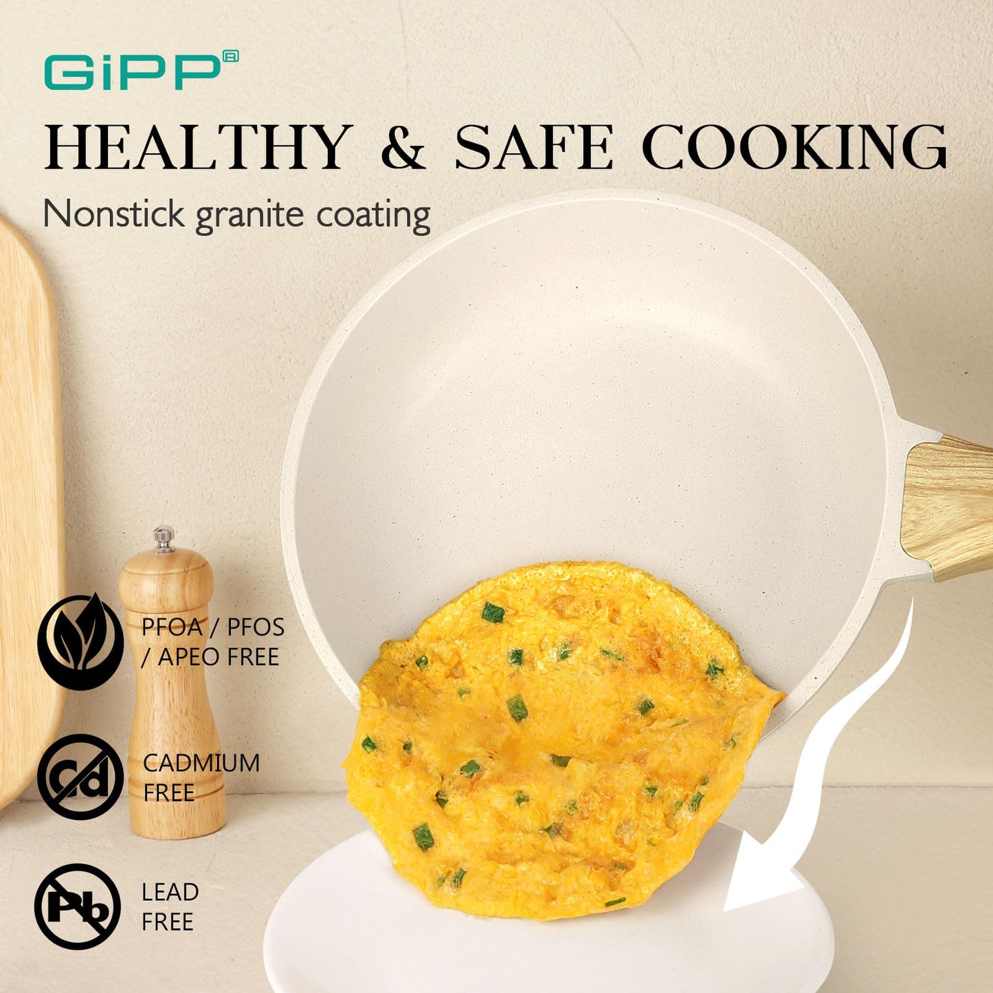 GiPP 21Psc Pots and Pans Set Non Stick White Granite Kitchen Cookware Sets Nonstick Induction Cookware Non-toxic Cooking Pan Set with Silicone Utensils, PFOS and PFOA Free