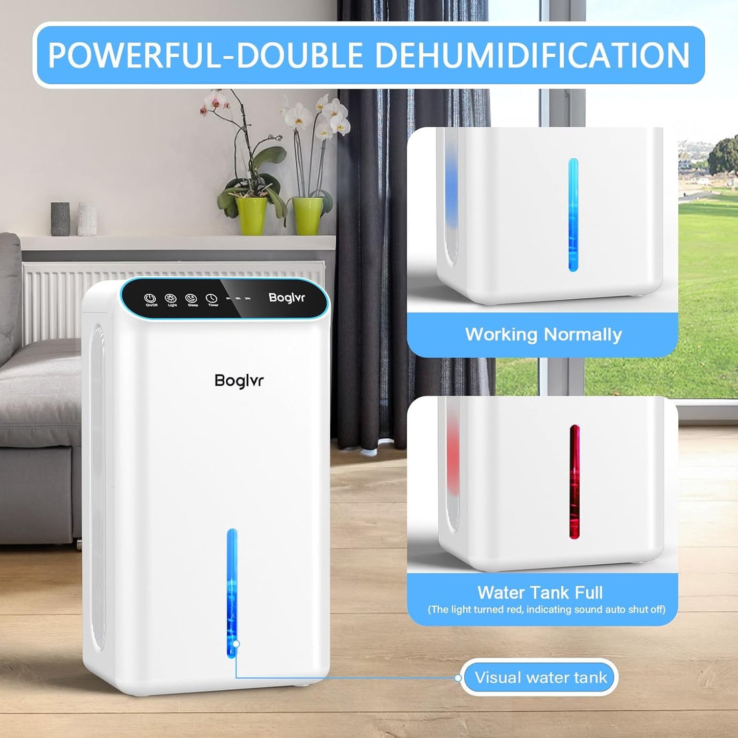 Skiennix Dehumidifier - Quiet 85 OZ Home Unit for Bedrooms & Basements | Auto Shut Off, 7 Color Light