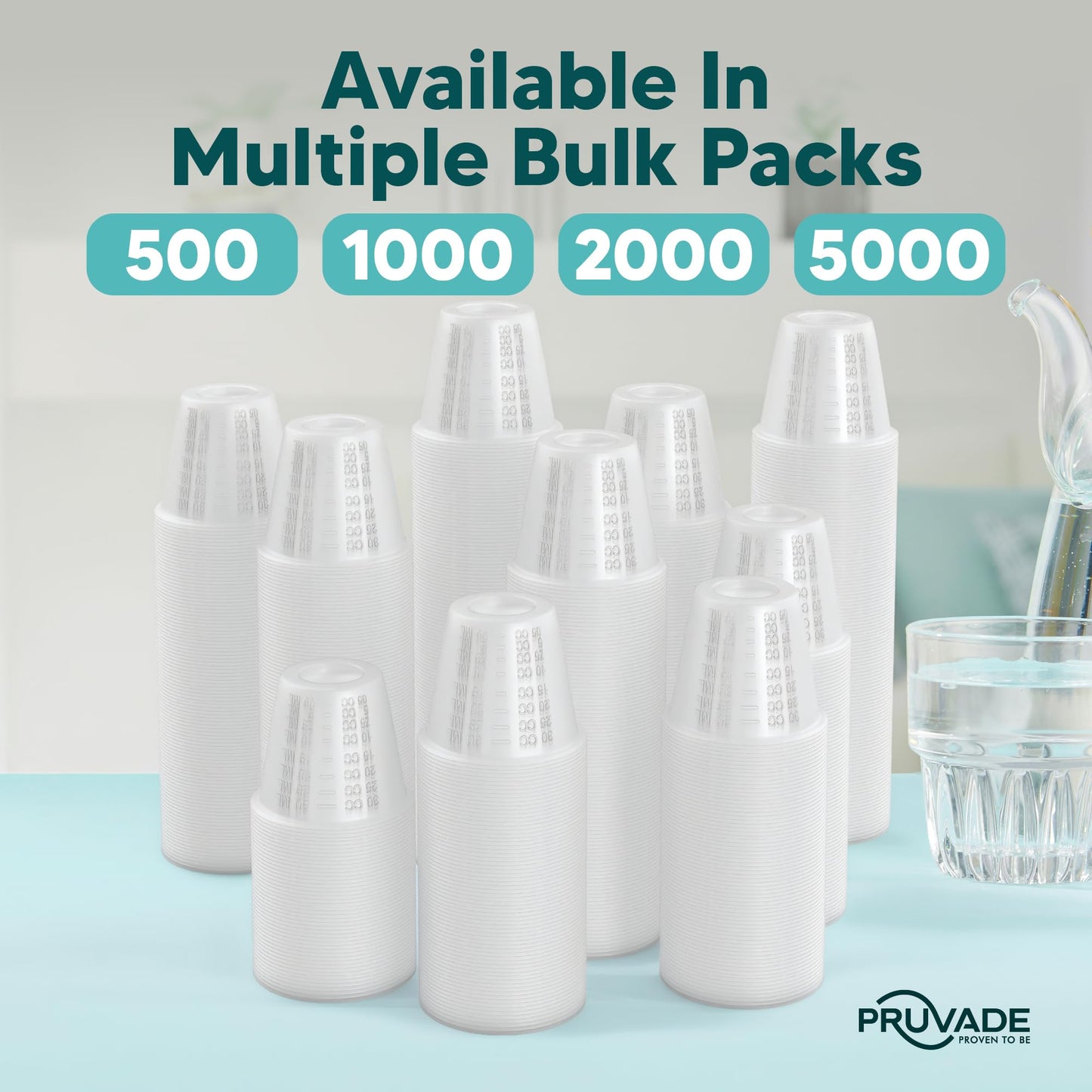 [2000 Pack - 1 oz.] Pruvade Disposable Medicine Cups with Graduated Dosage Lines for Pills or Liquid, Single Serve Measuring for Home, Nurse, Hospital, Medical Care, Resin Mixing, Mouthwash |2000 Pack