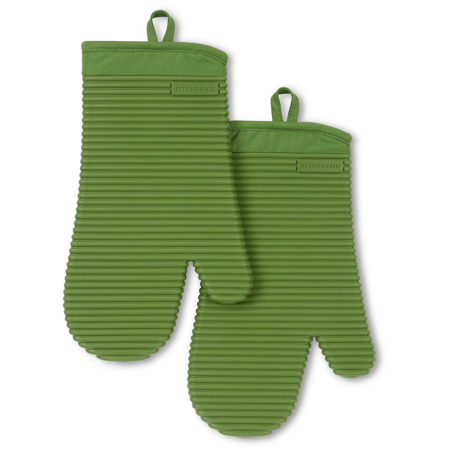 KITCHENAID Ribbed Soft Silicone Oven Mitt 2-Pack Set, 7.5"x13", Matcha