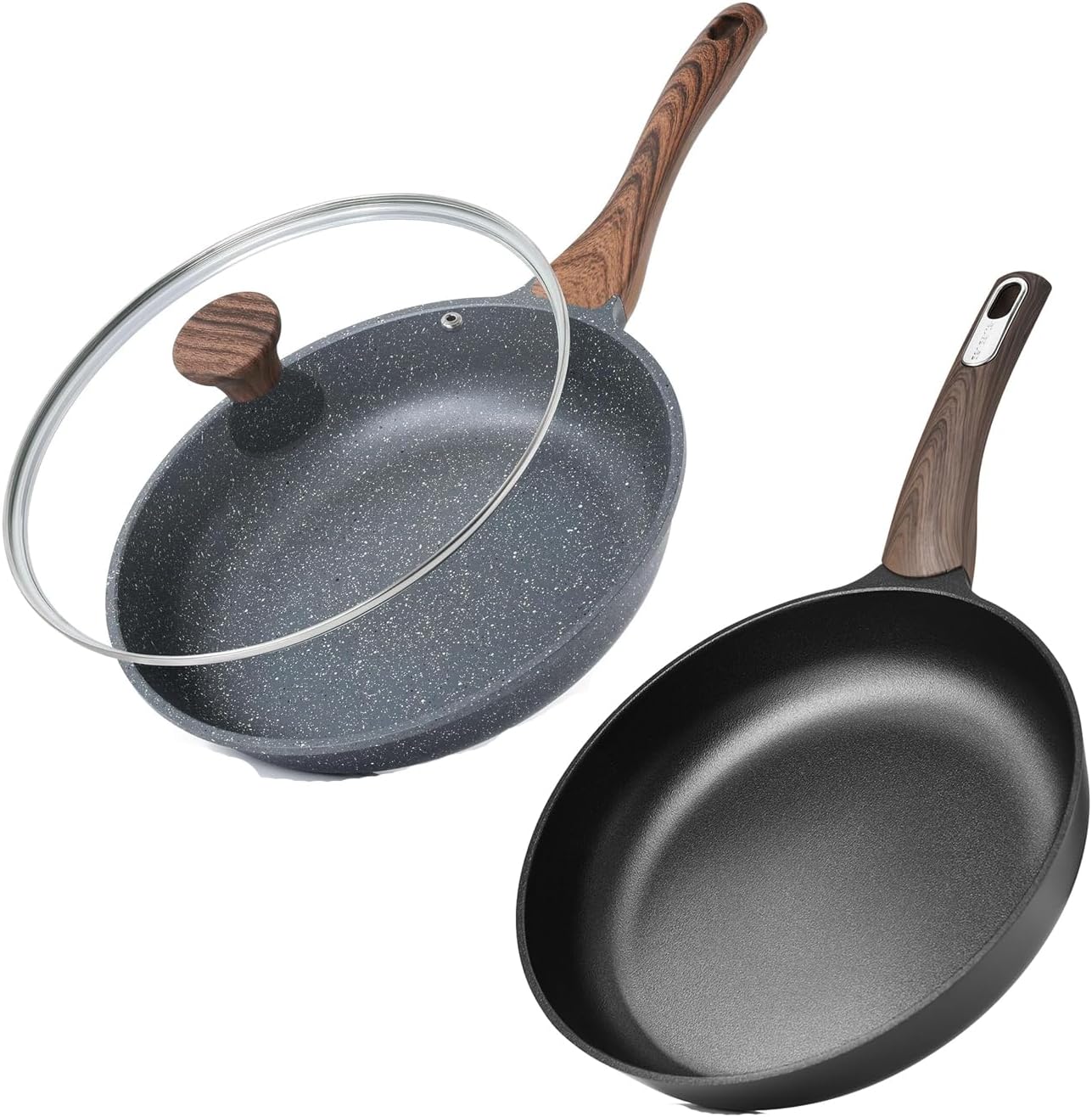 SENSARTE Nonstick Frying Pan - Healthy 8-Inch Skillet with Lid | Induction Compatible, PFOA-Free, Black