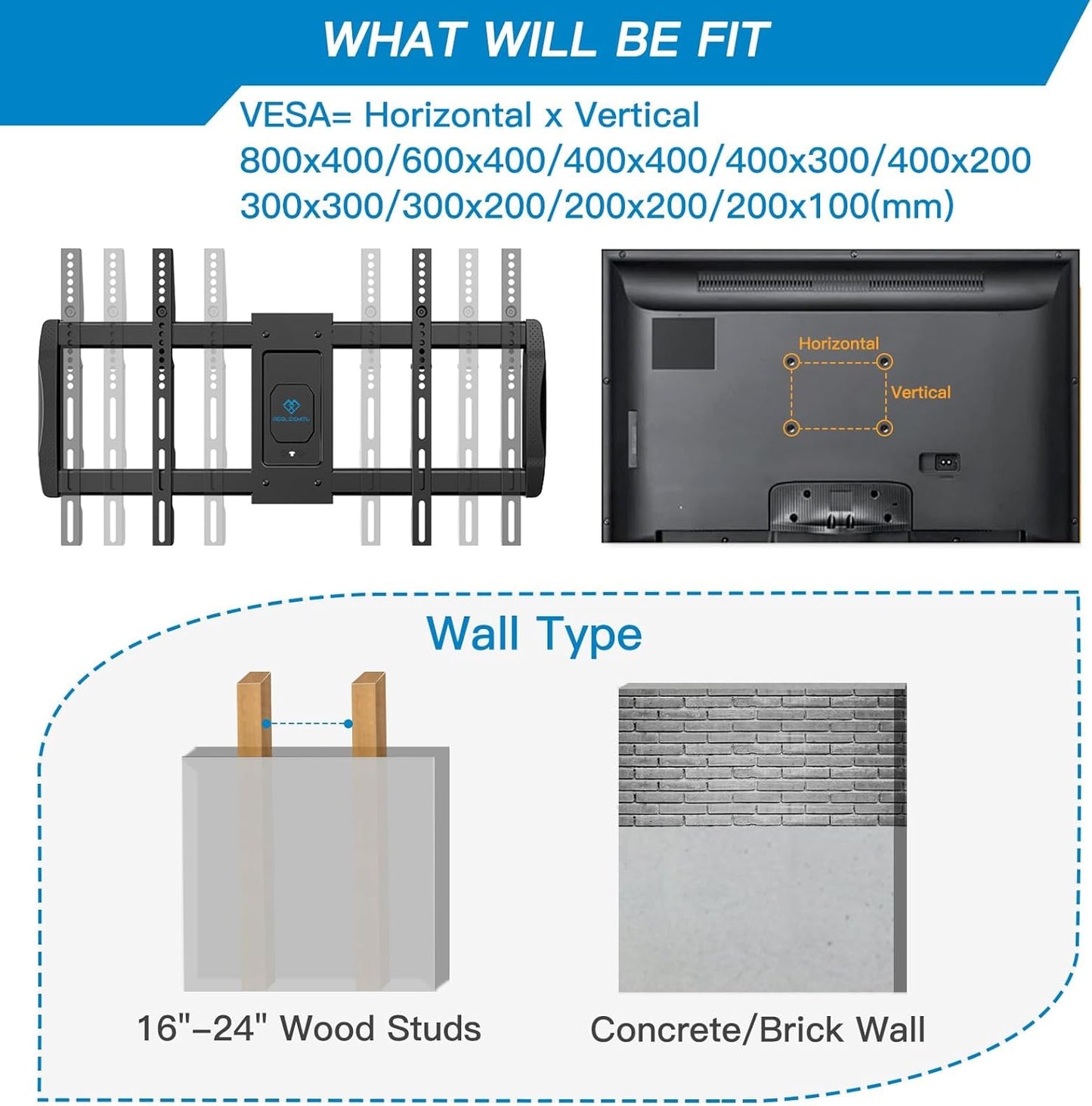 Perlesmith Long Arm TV Wall Mount - Full Motion Design for 42-90 Inch TVs | 42.72 Inch Extension, Max VESA 800x400mm, 150 lbs Capacity