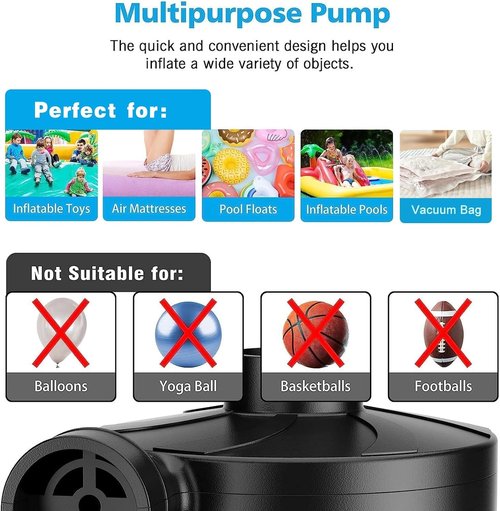 **Electric Air Pump - Portable Quick-Fill Inflator & Deflator with 3 Nozzles for Camping & Pools**