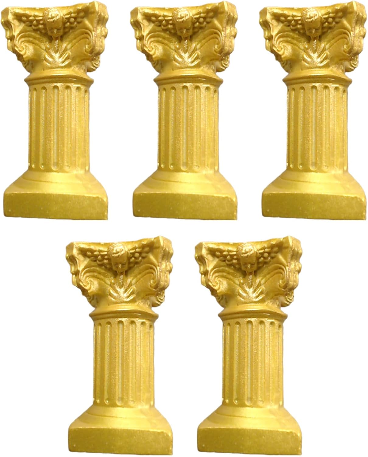 Saihisday Miniature Roman Pillar Candle Holders - 5Pcs Resin Column Figurines for Wedding & Christmas Decor | Yellow