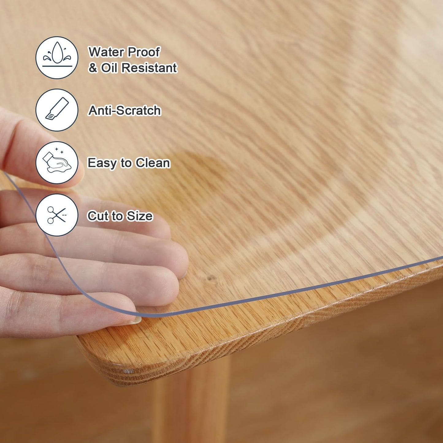 LovePads Clear Table Cover Protector, 46 x 72 Inch 2mm Thick Plastic Table Cover, Table Protector for Dining Room Table, Waterproof Dresser Cover Top for Kitchen, Coffee, Writing Desk