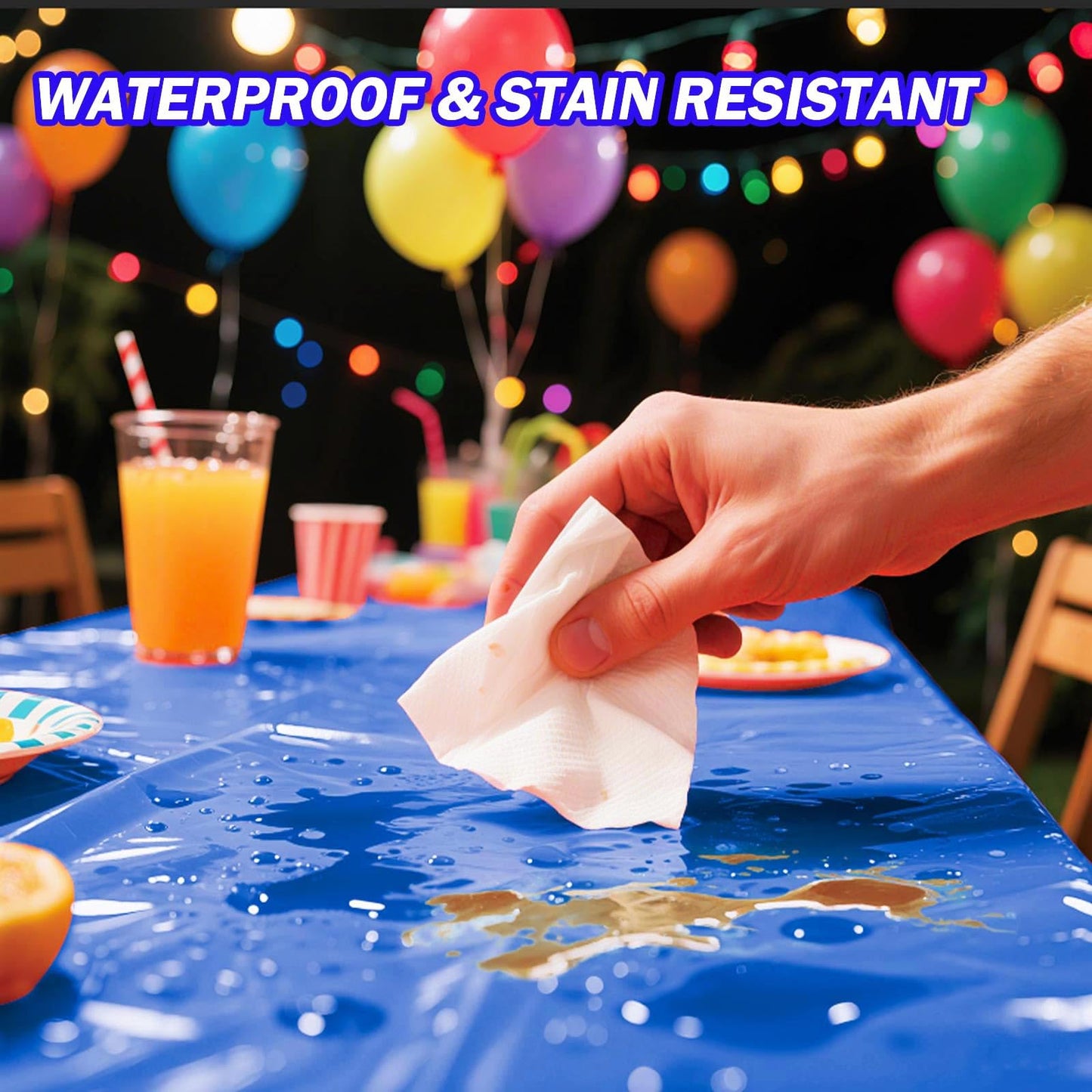 PUSAEN 2 Pack Royal Blue Plastic Table Cloth Disposable Rectangle Tablecloth 54 x 108 Inch, Royal Blue Plastic Table Covers for Birthday Wedding Banquet Picnic Holiday Party Decorations