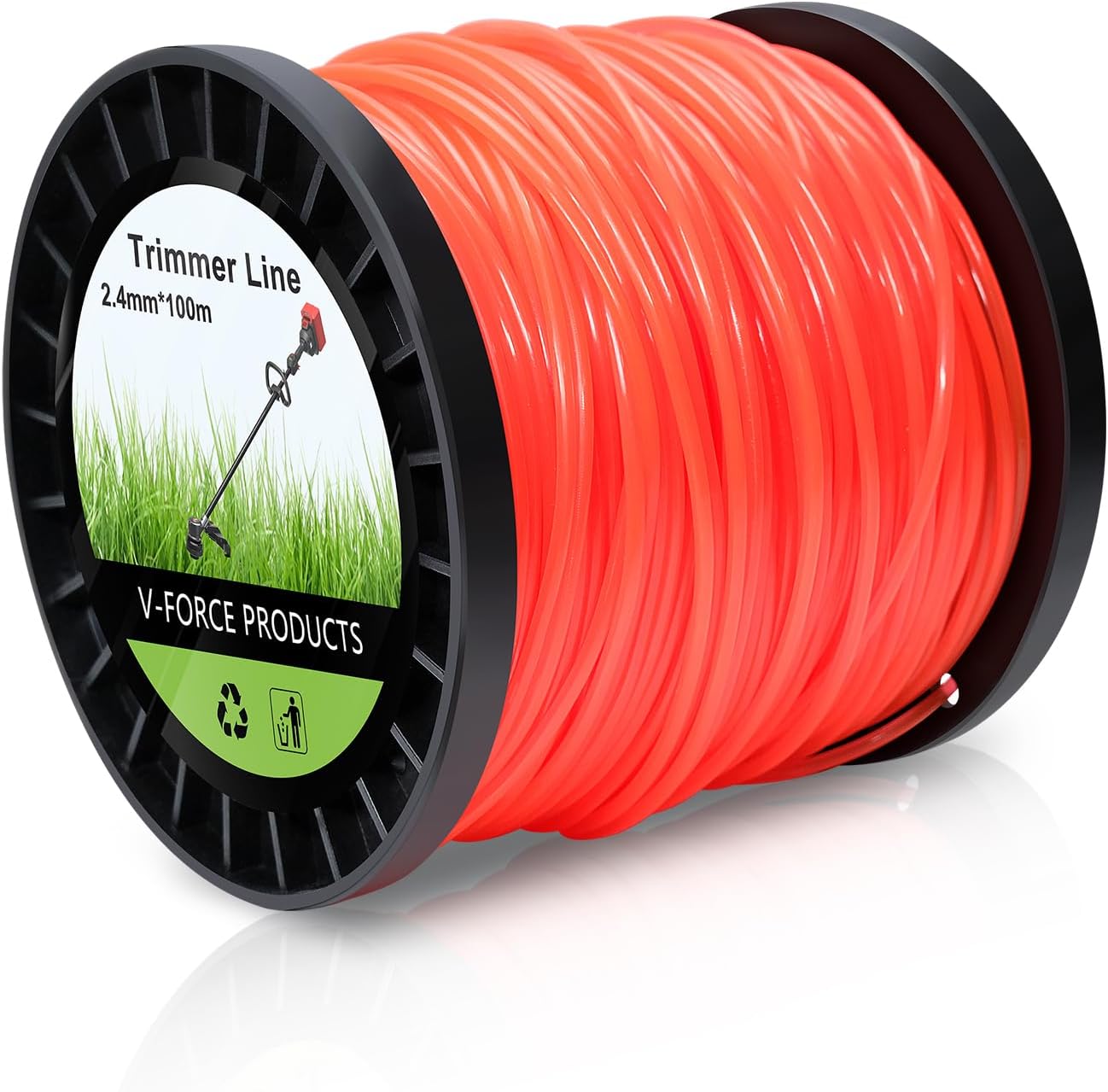 UCINNOVATE String Trimmer Line - Heavy Duty 0.095" Nylon Weed Eater String, 100m Orange Spool