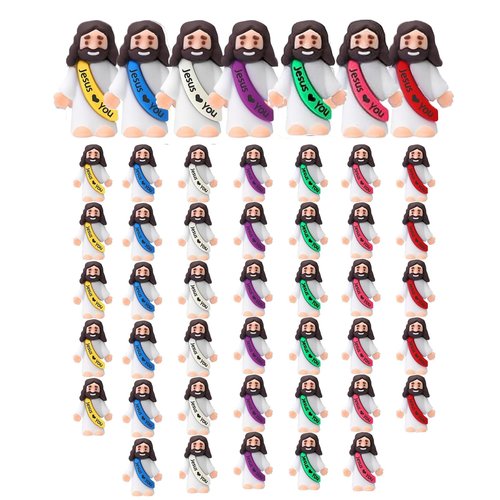 DJBVHSF 40Pcs Little Jesus Figures, Baby Jesus Figure Mini, Tiny Mini Jesus Loves You Figures Statues for Religious Party Favors Sunday School, Christian Gifts Decor for Church, Baptism Gifts