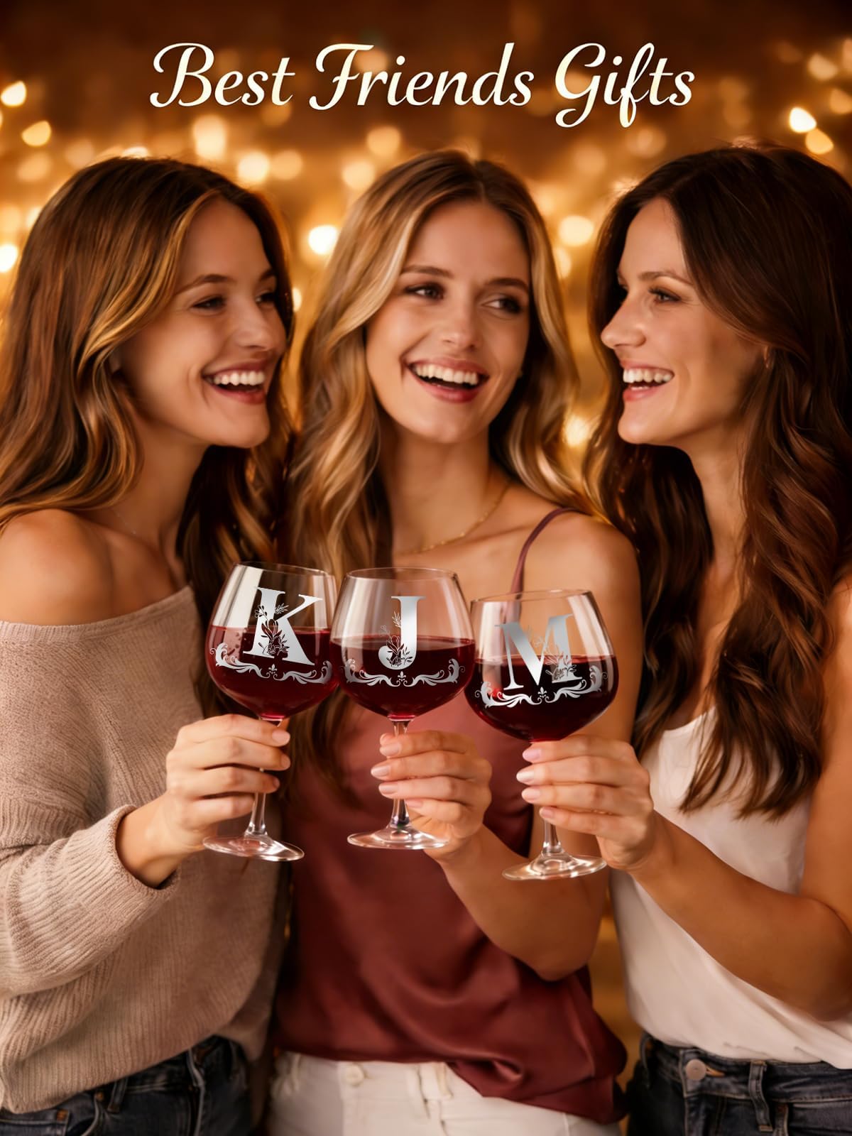 Mothers Day Gifts for Mom, Grandma, Wife - Personalized Initial A-Z Wine Glass Gifs for Women - Unique Birthday Gift for Her, Sister, Best Friend - 16oz Elegant Custom Monogram Glass (Letter M)