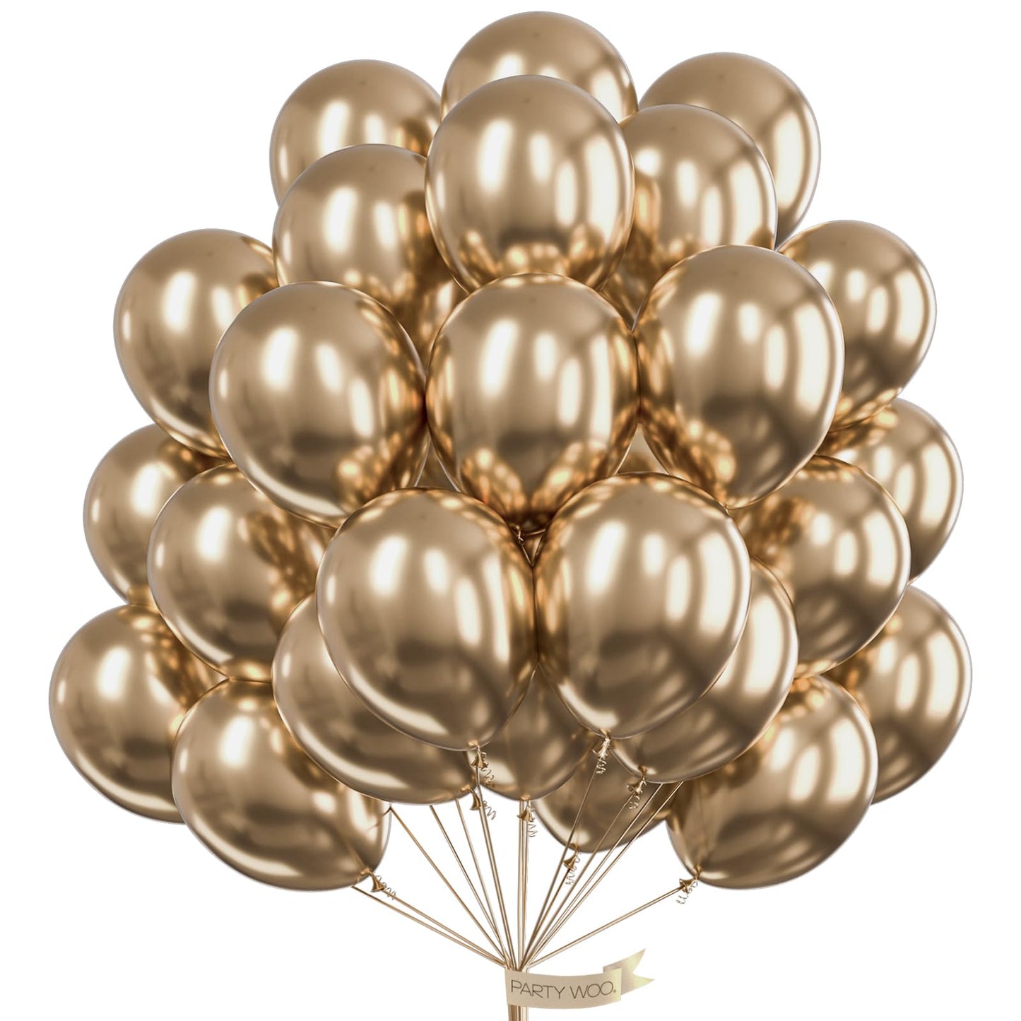 PartyWoo Metallic Gold Balloons 101pcs 12 Inch Chrome Gold Latex Helium Balloons for Wedding Christmas Birthday Graduation Baby Shower Retirement Bachelorette Tea Party Decorations Gold-G127