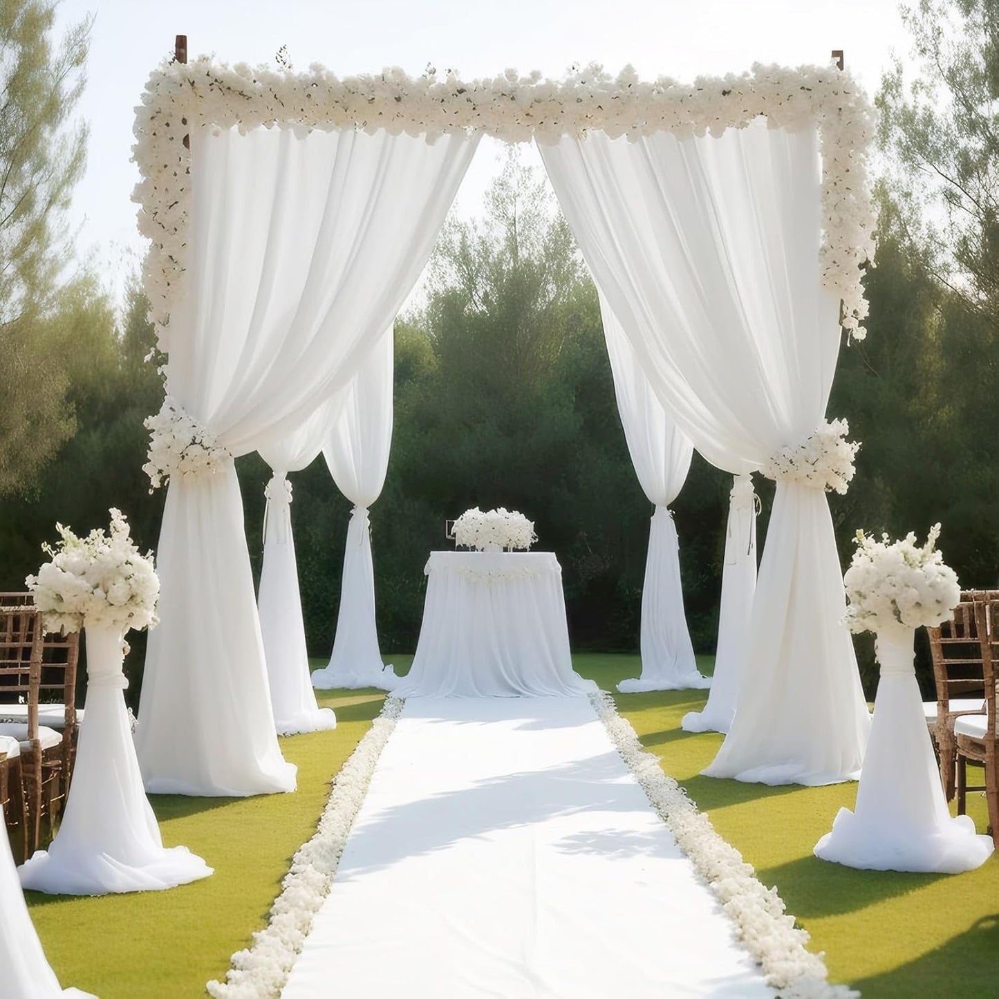 Elegant White Chiffon Curtain Panels - 2 Pack, 2.4ft x 9ft Tulle Window Drapes