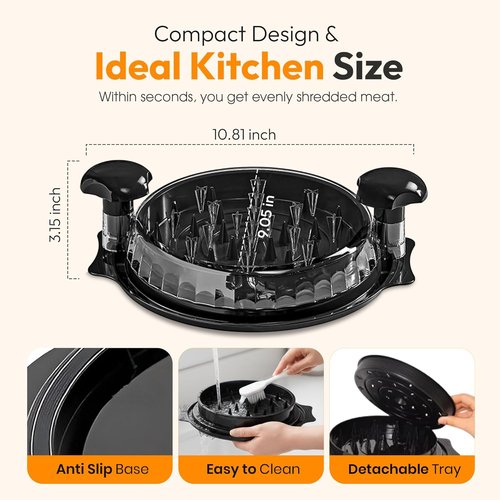 Chicken Shredder Tool Twist by [Brand Name] - Large Manual Meat Shredder for Chicken, Beef & Turkey | BPA-Free, Ergonomic Handle, Dishwasher Safe (Black)
