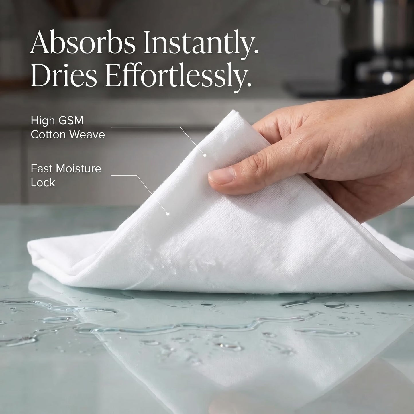 Urban Villa Kitchen Towels 100% Cotton Dish Towels for Kitchen(Set of 6) 20”x30” Dish Cloths Highly Absorbent Kitchen Linen Set with Hanging Loop Perfect for Drying Dishes Cleaning Hand Towels – White